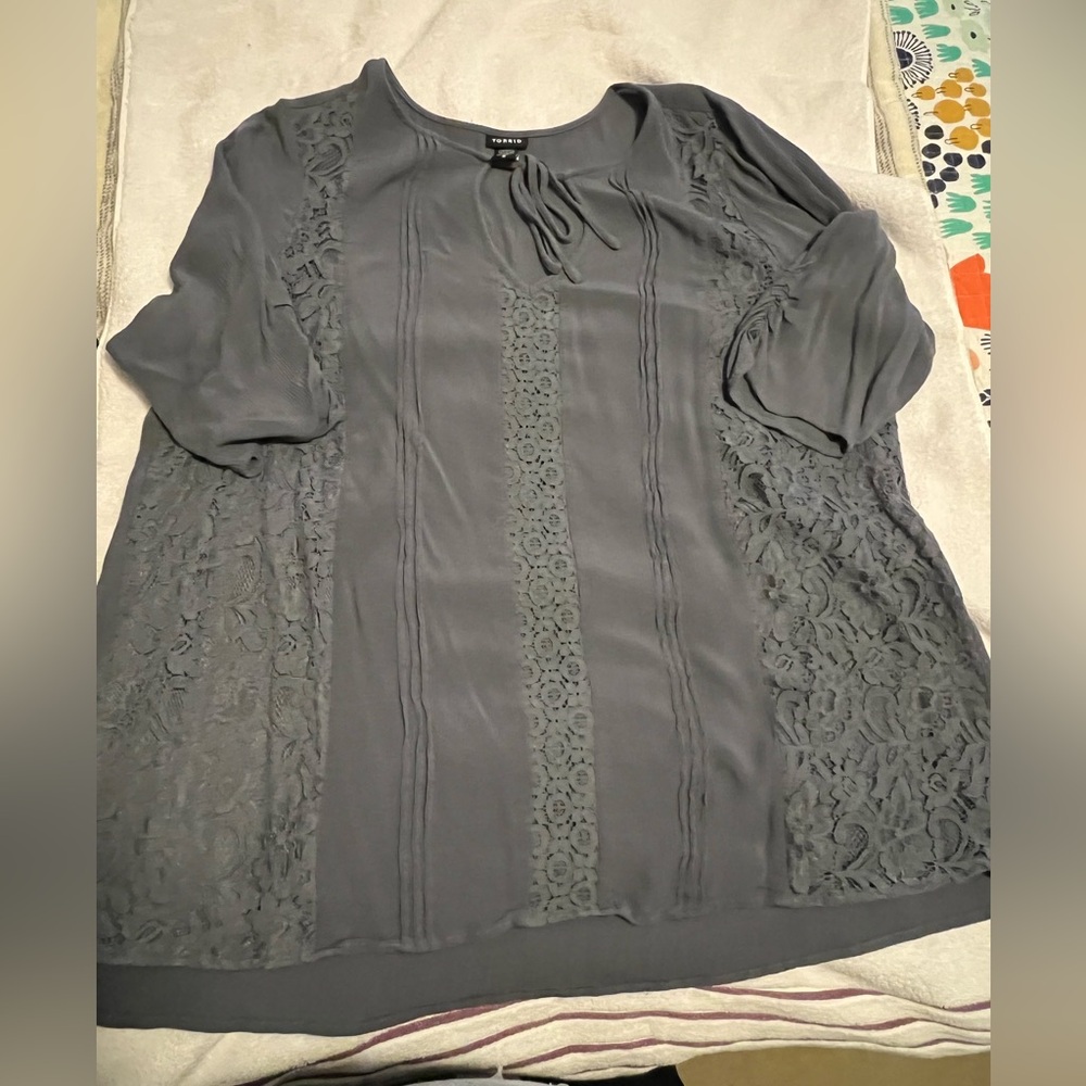 Torrid Charcoal Lace Detail Blouse
